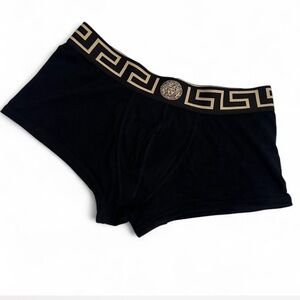 Versace Black and Gold Geometric Waistband brief shorts
